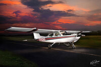 A portrait of a Cessna light aircraft captured in Waukesha, WI using light painting.