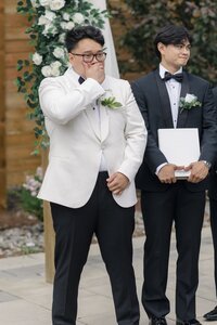 Elegant grand imperial Edmonton filipino wedding photos - Groom first look walking down the aisle