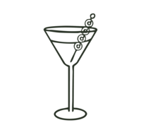 Hand drawn, Dark Green Martini Glass Sticker
