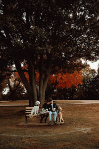 Pittsburgh family photographer at Schenley Park with baby and dog