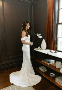 Bride looking out