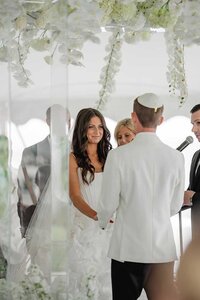 bride looking at groom newport ri