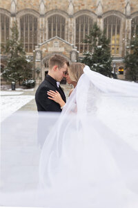 Bride and Groom taking wedding photos in Ann Arbor Michigan for Michigan Wedding Photographer Savvy Shoots