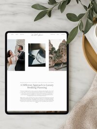 Tablet mockup — middle template — "pre-designed Showit website template mockup for wedding planners"