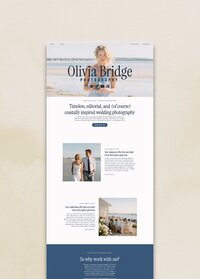 Screenshot image of Coastal Dream Showit one-page website template for photographers