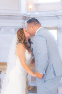 first kiss at san francisco city hall wedding