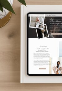 Tablet mockup — middle template — "pre-designed Showit website template mockup for wedding planners"