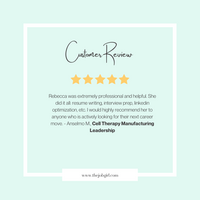 5-star client review for The Job Girl from high-achieving professionals in pharma, biotech, life sciences, and executive leadership roles.