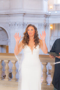 bride emotional at san francisco city hall wedding