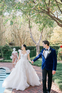 bride in bride of the pines wedding dress in north carolina wedding