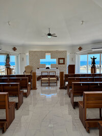 Interior chapel at Hard Rock Riviera Maya that is ideal for a Catholic destination wedding in Mexico