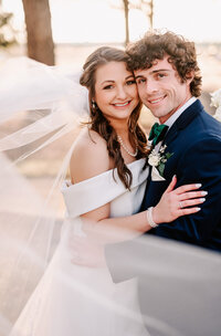 Wedding couple smiling