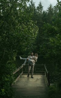 A beautiful and intimate moment of a married couple kissing and hugging each other, capturing their love and connection