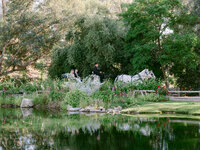 Bride and groom surrounded by lush bougainvillea during a garden wedding wine country temecula valley california