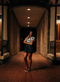 Senior portrait in downtown Mobile, Alabama — posing