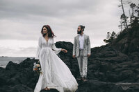 couple eloping in tofino bc at mackenzie beach resort