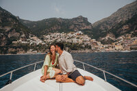 couple on boat in Positano Italy