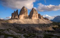 The three peaks of Tre Cime di Lavaredo in the Dolomites