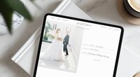 Tablet displaying home page from La Belle Journée, a Showit website template for destination wedding planners