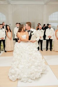 bride wears Pnina Tornai wedding dress newport