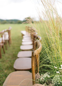 Grass florals by Flowergirl Cville for ceremony at Henley's Orchard. Navodita KC Photography.