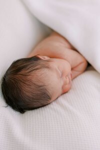 Newborn baby sleeping peacefully during a Palo Alto in-home newborn session
