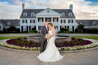 bride and groom pose for portrait at pine lakes country club in myrtle beach