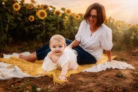 Charleston Baby Milestone Photographer - Baby crawls toward the camera during her Milestone Portraits in Charleston, SC