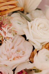 Ring Nestled in a Rose - Bre & Chris | Converted Basketball Court Wedding – Featured in Brides Magazine