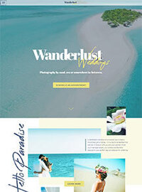 Home page Wanderlust weddings plus Showit website by The Template Emporium