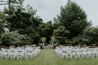 Outdoor ceremony setup at Yew Dell Botanical Gardens wedding venue