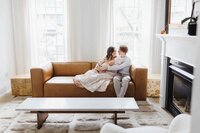 Natural and relaxed lifestyle session in Toronto, capturing the first moments with your baby