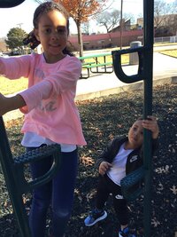 Khloe and Kyan on the playground