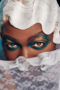Bold and dynamic portrait of Todrick Hall in Look 4, showcasing his unique style and personality, shot by Ylva Erevall.