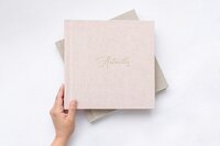 pink linen baby book album for girl with miami newborn photographer