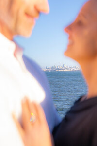 san francisco skyline sunset engagement photos by the bay and golden gate bridge at cavallo point