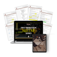Mockup of First Impression Welcome Series email templates for nurturing new leads