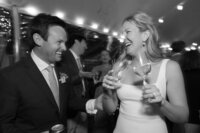 Guests enjoy dancing during tented wedding reception on Nantucket.