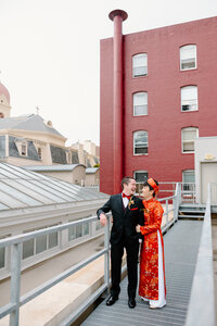 Multicultural couple's wedding portraits in San Francisco
