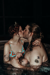 Newly married couple doing documentary and cinematic photos for their wedding / elopement at their blue ridge airbnb. Photos by Crimson Conure Photography based in Kennesaw, Georgia and Denver, Colorado