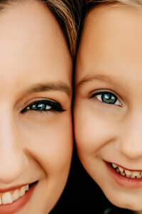 mother and daughter faces side by side