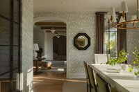 dalay home the hill dining room with patterned wallpaper