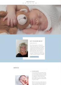 a full size screenshot of the homepage of the Baby Sleep Tight website created by Sophisticated Grace Studio for a Phoenix based infant sleep consultant