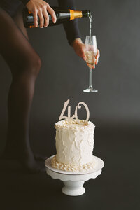 Stylish and empowering boudoir portrait for a woman turning 50 in Clovis.
