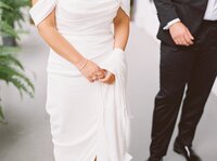 Satin mermaid wedding dress and train