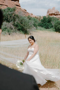 bride twirling in her wedding dress wedgewood wedding