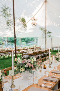 Wooden chairs at the reception tables