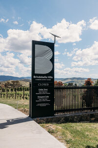 Sign at the main entrance of Brindabella Hills Winery