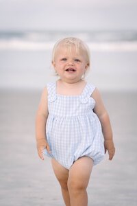 Baby on Jacksonville Beach with Blue outfit