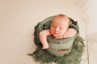 Soft neutral newborn studio portrait in Sacramento during an omakase portrait session